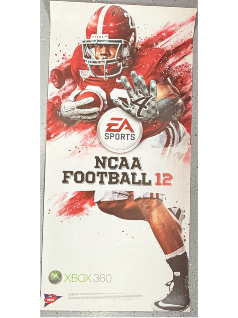 NCAA Football 12 Xbox 360 Promo Poster 28x58 Mark Ingram Alabama roll tide EA